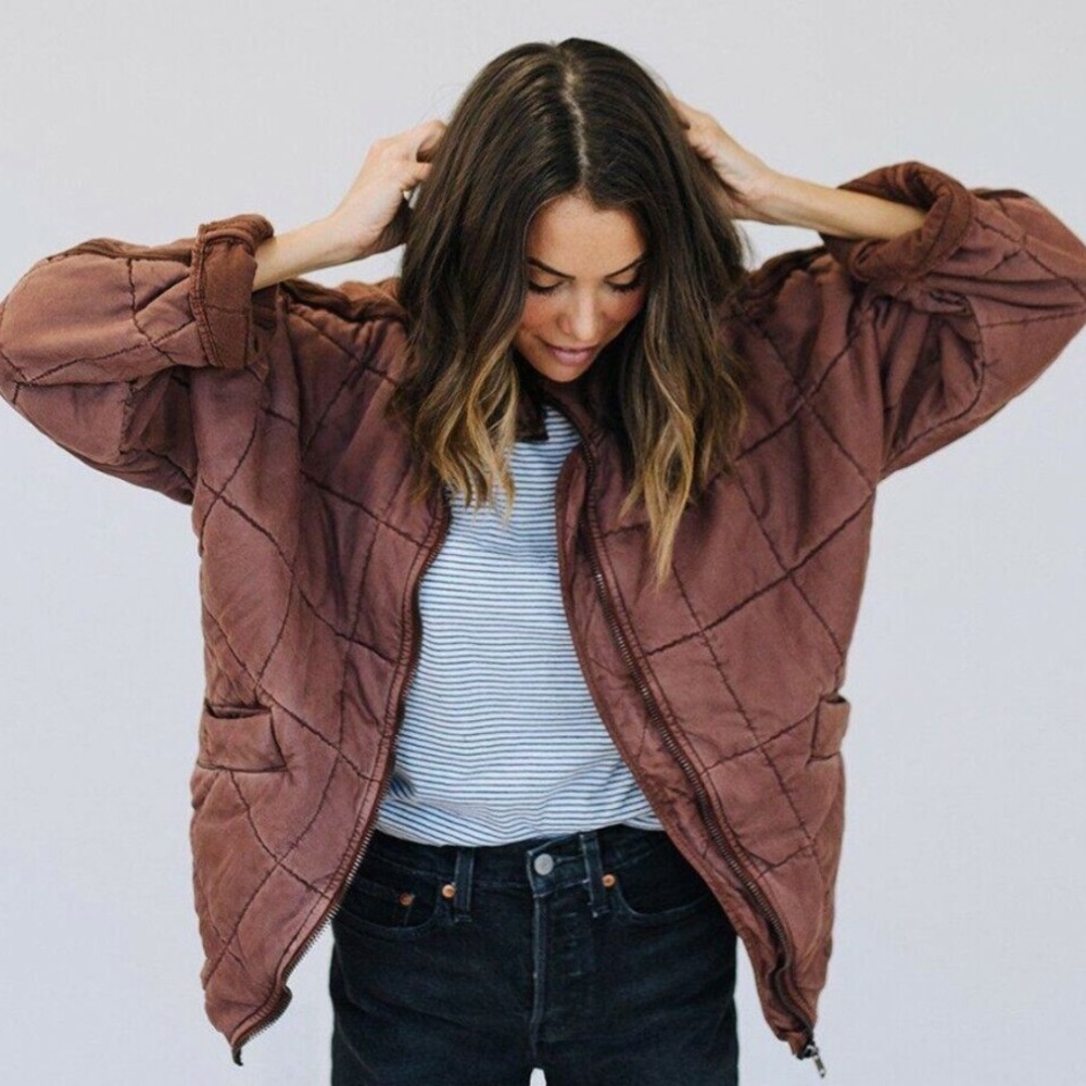 Free People Quilted Brown Jacket